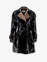 CHLOE':Coated linen trench with wool blend details