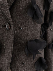 STELLA MAXWELL X MARELLA: Wool blend blazer with rhinestones and flower patch