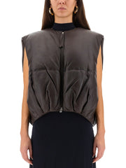 ALYSI: LEATHER "PUFFER" VEST