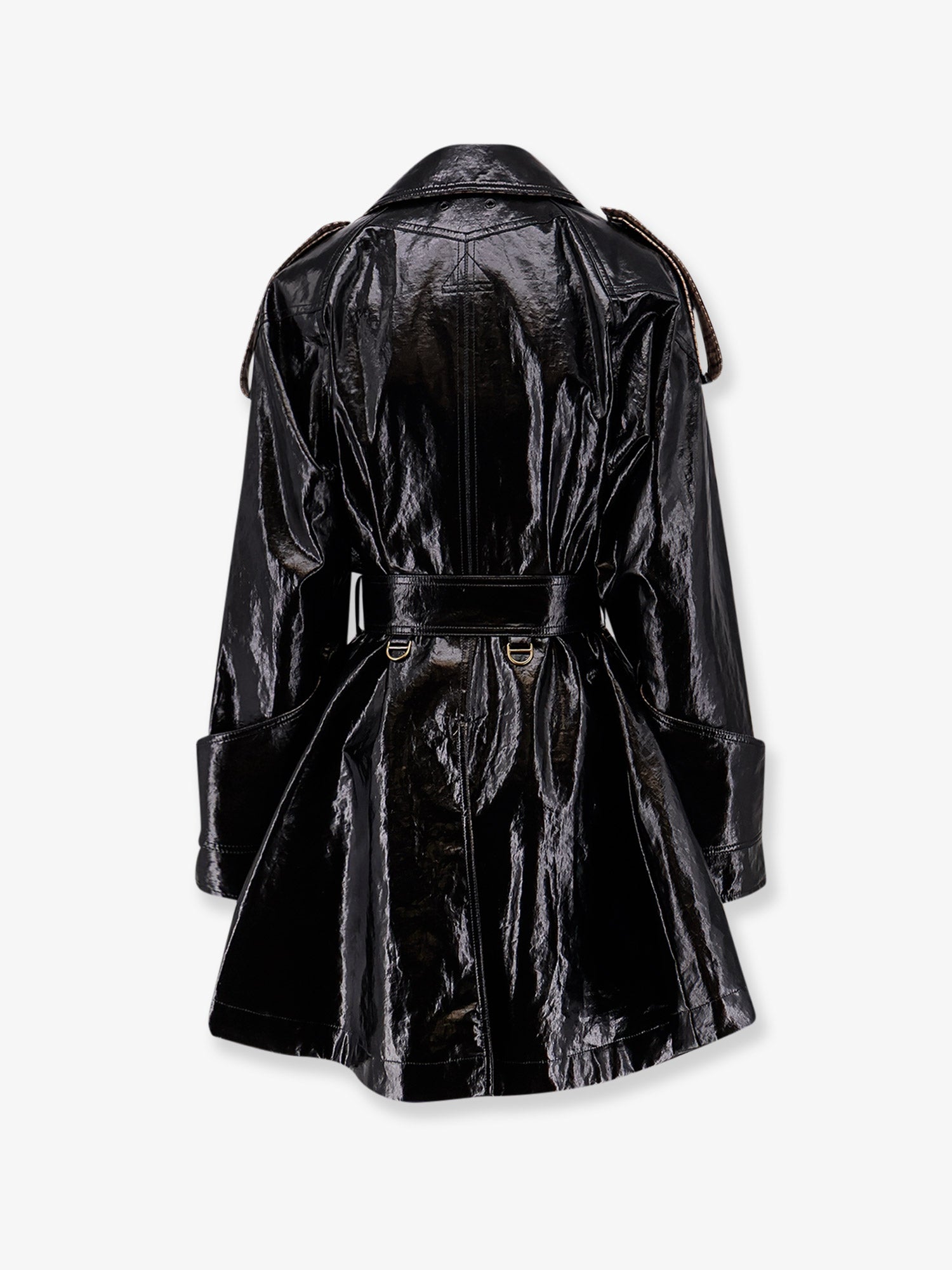 CHLOE':Coated linen trench with wool blend details