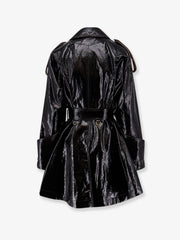 CHLOE':Coated linen trench with wool blend details