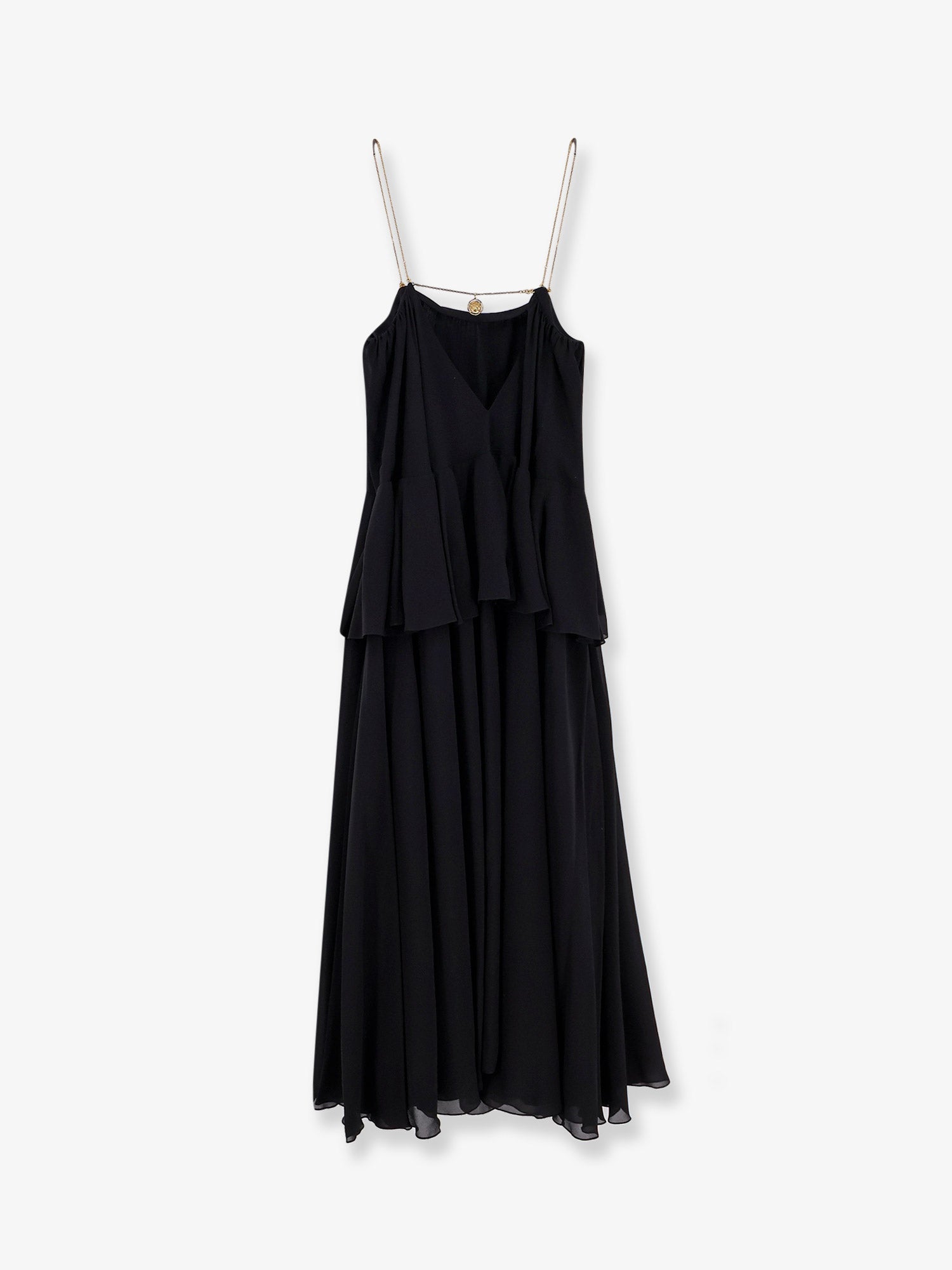 CHLOE':Flounced silk long dress