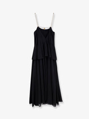 CHLOE':Flounced silk long dress