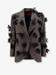 STELLA MAXWELL X MARELLA: Wool blend blazer with rhinestones and flower patch