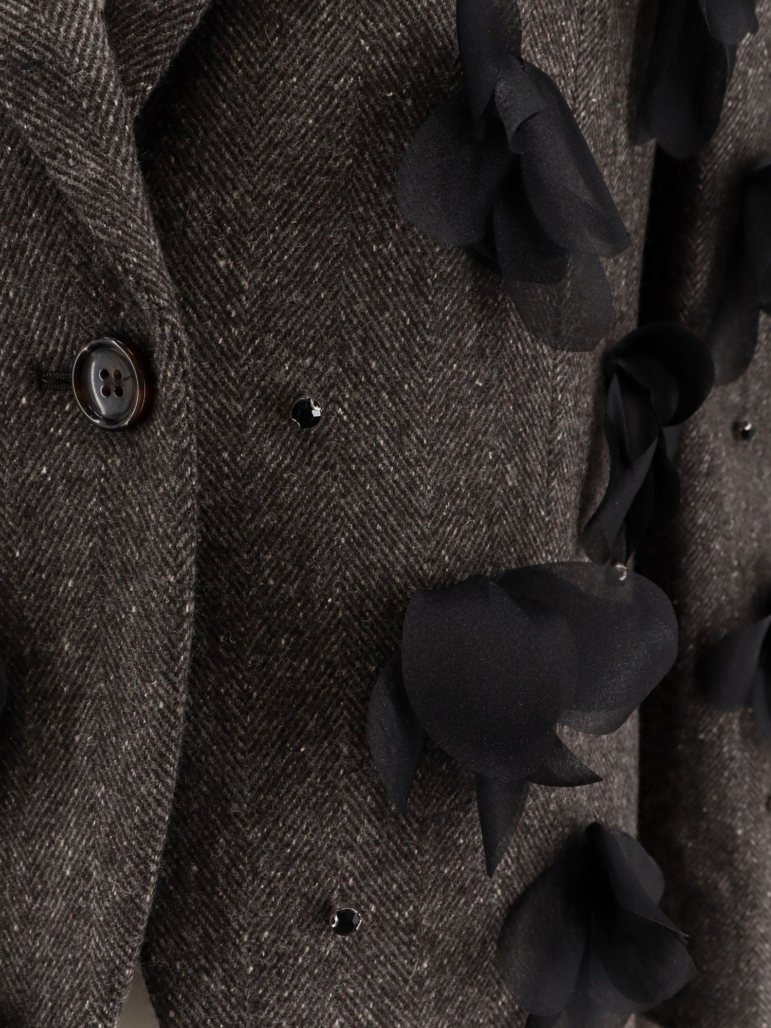 STELLA MAXWELL X MARELLA: Wool blend blazer with rhinestones and flower patch