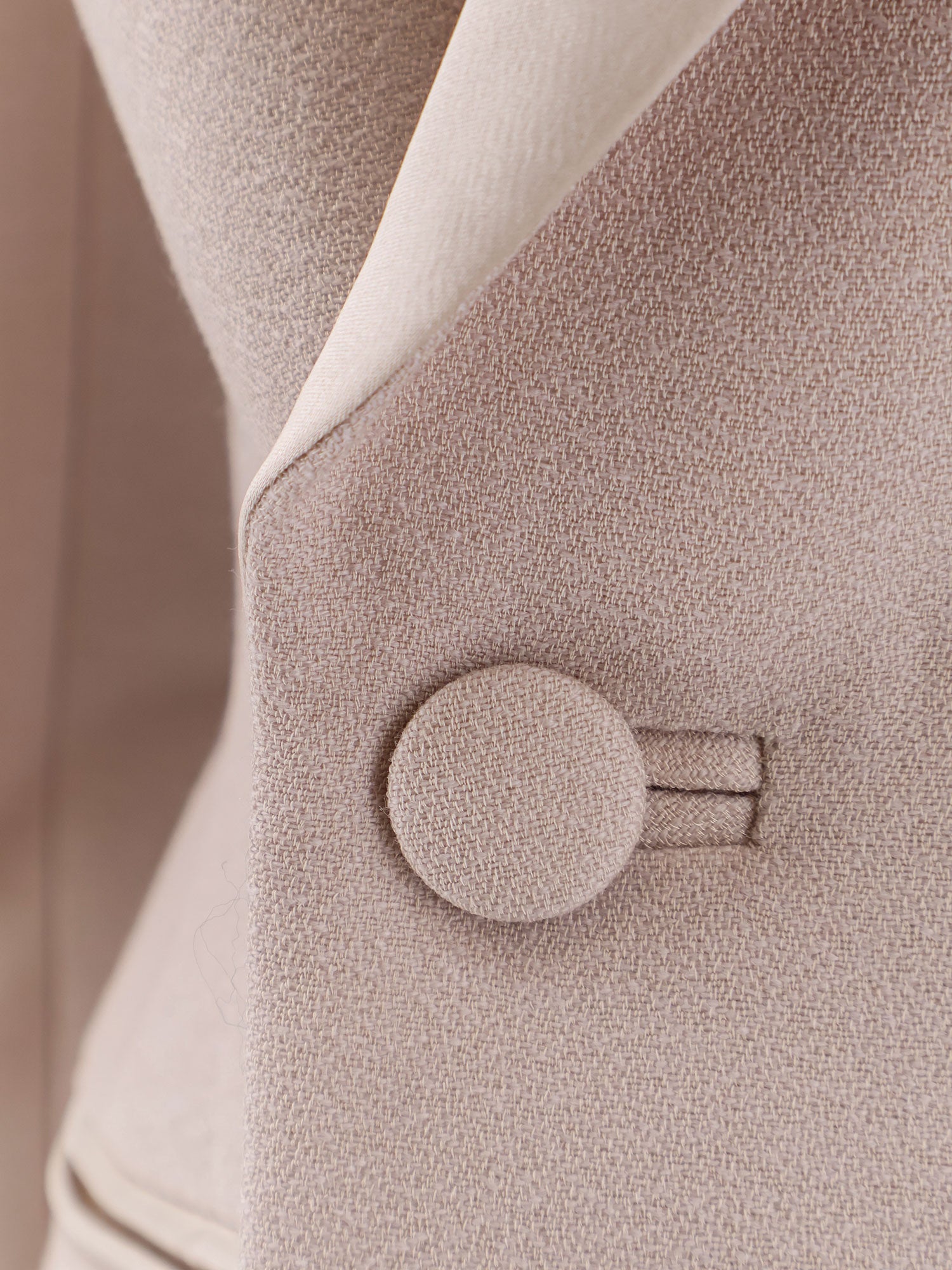 Double-breasted wool blend blazer with satin profiles