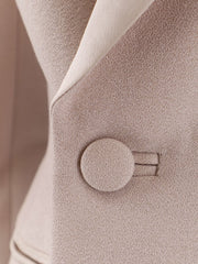 Double-breasted wool blend blazer with satin profiles