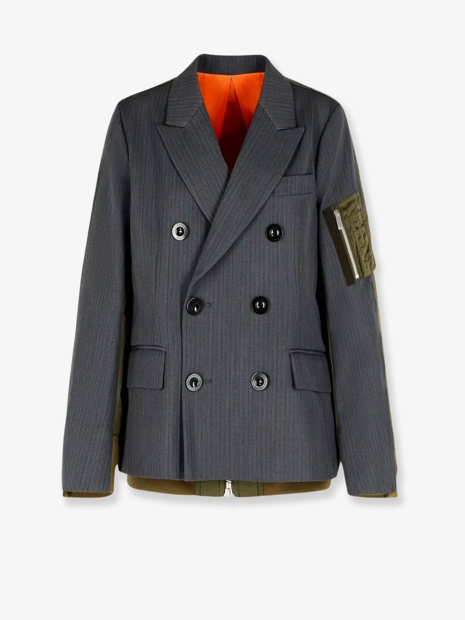 SACAI:Double-breasted wool and nylon blazer