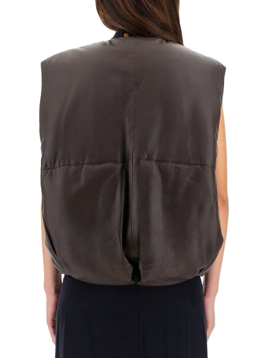 ALYSI:  LEATHER "PUFFER" VEST