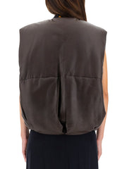 ALYSI:  LEATHER "PUFFER" VEST