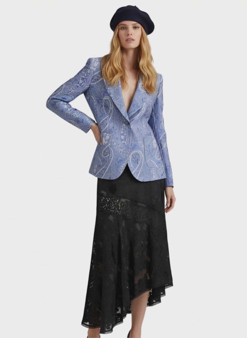 Silk blend single-breasted blazer