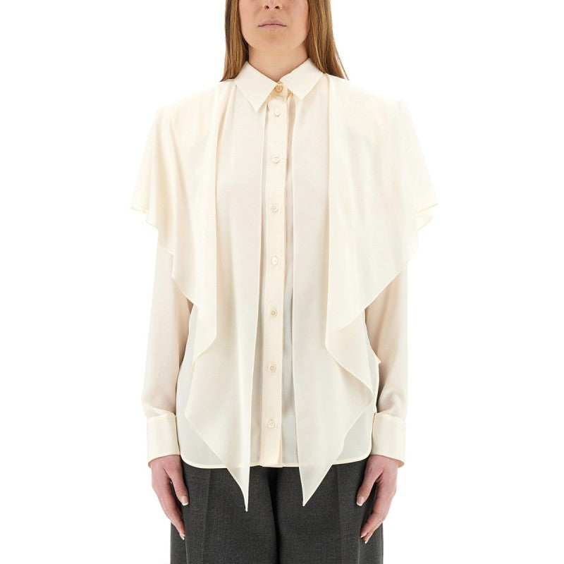 Stella mccartney: Layered Panel Long-Sleeve Semi-Sheer Shirt